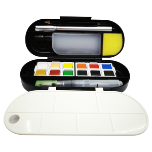 Ensemble de peintures à l'eau solides à pigments, 12 couleurs, avec pinceau, ensemble de pigments à l'eau, fournitures d'art - Product Image 6