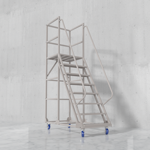 Almacén DE SEGURIDAD personalizado de acero Camión de escalera de plataforma móvil rodante de aluminio con pasamanos y ruedas Escalera de escalada de almacén - Product Image 4