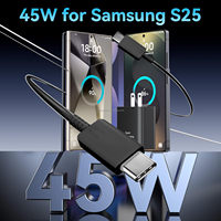 Chargeur rapide USB C 45W pour Samsung Galaxy S25 Ultra, bloc de charge double port USB C, câble de charge rapide USB C vers USB C de 6,6 pieds
