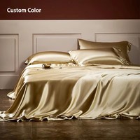 Parure de lit de luxe en soie de mûrier pure 100% de grade 6A de Chine, comprenant une housse de couette en soie, un drap-housse en soie et un drap plat en soie