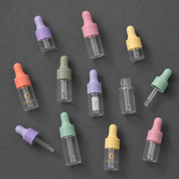 Botol Penetes Kaca Mini Transparan 1ml 2ml 3ml 5ml, Vial Minyak Atsiri Kosong dengan Bola Karet Berwarna untuk Sampel Kosmetik
