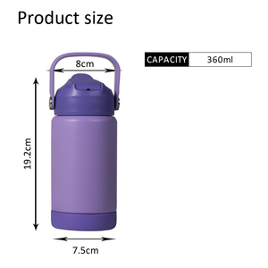 Houroffer KIDS Bouteille d'eau isolée en acier inoxydable de 12oz avec paille et poignée de transport en silicone intégrée pour l'école - Product Image 5