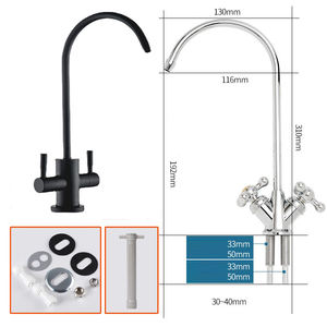<span class=keywords><strong>Grifo</strong></span> de fregadero cromado de 1/4 pulgadas con agujeros dobles para filtro de agua potable doméstico de ósmosis inversa RO - Product Image 2