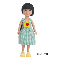 MSYO Vêtements de poupée faits à la main, robe à carreaux verte avec décoration florale, tenue tendance pour poupées de 14 pouces
