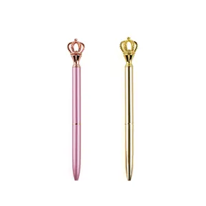 Ballpoint Pens With Logo Custom Luxury Girl Lady Slim Crown Pen