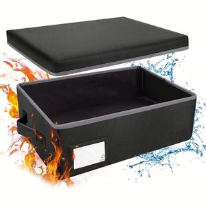 Boîte de rangement portable ignifuge pour photos et loisirs créatifs, forme rectangulaire avec poignée, étui pliable pour scrapbooking avec couvercle - Product Image 1