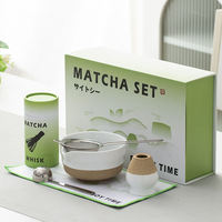 Ensemble de thé matcha japonais artisanal écologique de 6 pièces, bol en céramique, fouet en bambou, support, cuillère à thé, coffret cadeau magnétique