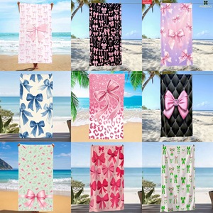 Serviette de plage en microfibre imprimée motif léopard rose et nœud aquarelle, légère, résistante à la décoloration, surdimensionnée, séchage rapide, sans sable - Product Image 5