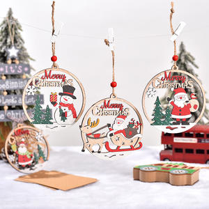Decoraciones navideñas Árbol de Navidad Colgante Madera Santa Muñeco de nieve Colgantes Árbol de madera Adorno colgante - Product Image 3