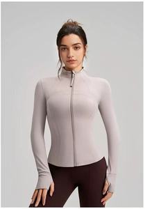 Veste de yoga respirante et ajustée pour femme <span class=keywords><strong>Lulus</strong></span> Sporty, manches longues avec trous pour <span class=keywords><strong>les</strong></span> pouces, col montant, idéale pour l'extérieur - Product Image 5