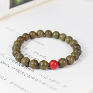 Simple Green Sandalwood <b>Bracelet</b> 8mm Unisex Natural Fragrance Single Strand Beaded Jewelry - Product Image 2