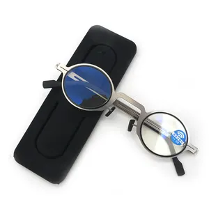 Portable Round Metal Eyeglasses Ultra Thin Anti Blue Light Reading Glasses