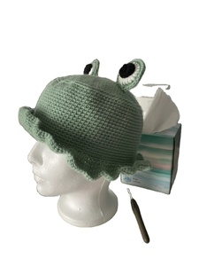 Chapeau Bob Unisexe Adulte Tricoté à la Main Motif <span class=keywords><strong>Grenouille</strong></span> <span class=keywords><strong>au</strong></span> <span class=keywords><strong>Crochet</strong></span> Style <span class=keywords><strong>Bonnet</strong></span> Mignon 100% Coton - Product Image 3