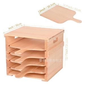 Wooden Pizza Tray With Storage <b>Rack</b> Rectangle Solid Color For Party And Home Use - Product Image 5