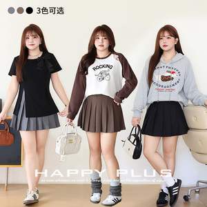 กระโปรงมินิทรงเอเอวสูงจีบพลีท รุ่น N7209 สำหรับสาวพลัสไซส์ สีดำ เทา กาแฟ - Product Image 5