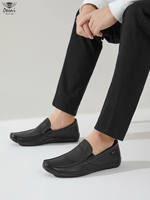 Chaussures décontractées perforées pour hommes en PU respirant, mocassins d'été à enfiler, semelle en caoutchouc noir et marron, vente en gros
