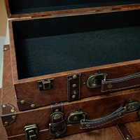 Valise en cuir vintage, boîte à bijoux, coffre de voyage rétro, boîte de rangement avec doublure, boîte cadeau décorative pour mariage, mariée