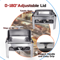 Chauffe-plat carré commercial de 9L/ 6L avec couvercle roulant, chauffe-plats et cuisinière en acier inoxydable pour service de traiteur buffet
