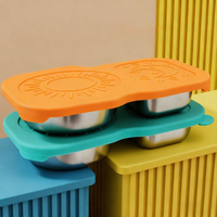 Récipients à collation en acier inoxydable avec couvercles en silicone Petits récipients de stockage des aliments réutilisables Couvercles en silicone Boîte à lunch Bols
