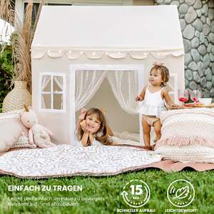 Tente de jeu pliable en forme de <span class=keywords><strong>maison</strong></span> pour enfants décor mignon avec guirlandes lumineuses et rideaux en dentelle <span class=keywords><strong>intérieur</strong></span> spacieux idéal pour salle de <span class=keywords><strong>jeux</strong></span> intérieure - Product Image 6