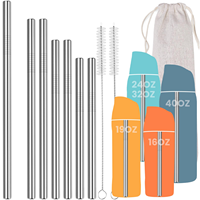 Ensemble de pailles à boire en acier inoxydable avec pailles métalliques SS 304 en vrac pour bar, cocktail, fête