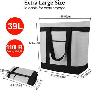 Bolsa Térmica Reutilizable Grande Personalizada con Cierre, Bolsas de Compras Térmicas a Prueba de Fugas para Entrega de Alimentos, Viajes a la Playa, <span class=keywords><strong>Uber</strong></span> <span class=keywords><strong>Eats</strong></span>, Picnic - Product Image 2