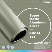 KUCAI 1.52*17m PET Super Mat Aluminium Argent Film Vinyle Adhésif Personnalisé pour Voiture Autocollants de Recouvrement Automobile Film Vinyle pour Véhicule