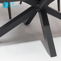 Table de salle à manger d'extérieur Uland avec banc, ensemble de jardin pour restaurant, table de salle à manger en aluminium avec plateau en herbe