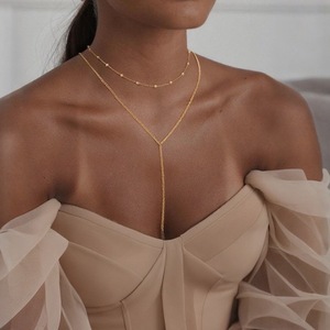 Collar de cadena chapado en oro de aleación en forma de Y, múltiples capas, moderno, versátil, personalizado, collar geométrico para mujer - Product Image 3