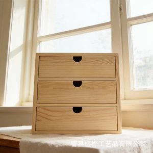 Boîte de rangement de bureau multi-couches en bois massif pour bijoux, cosmétiques, chambre à coucher, bureau - Product Image 1