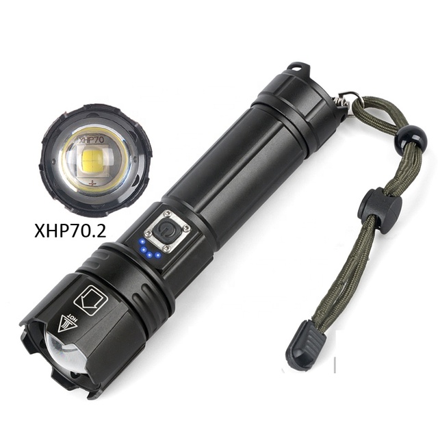 High Lumens Rechargeable P70 Torch Tactical XHP70 Flash Light Portable Handheld Camping Zoomable XHP70.2 Led Flashlights