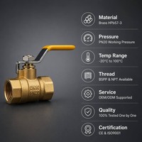 Robinet à bille en laiton fileté pour l'eau, le gaz et l'huile, corps en laiton, normes BSPP NPT PN16 PN20