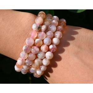 Pulsera de Piedra de Cuarzo de Ágata Flor de Cerezo Natural, la Más Vendida, para Sanación, Reiki y Chakras - Product Image 4