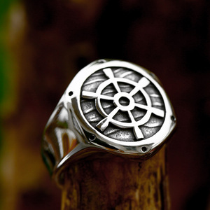 SS8-1266R Edelstahl Navigations <span class=keywords><strong>ring</strong></span> Schädel Piraten <span class=keywords><strong>ring</strong></span> Biker Punk Hochglanz Schmuck Für Männer Großhandel - Product Image 5