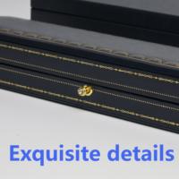Caja Rígida Larga para Collares, Personalizada, Ecológica, Reciclable, de Lujo, Color Azul Marino, Tipo Piel Sintética, con Cierre Magnético para Joyería
