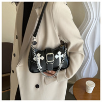 Sac bandoulière Y2K en cuir PU de créateur, style gothique punk, design cruciforme, pour fille cool et tendance, collection 2026