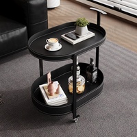 Table d'appoint mobile de style rétro nostalgique pour salon, chambre à coucher, table basse, chariot métallique sur pied