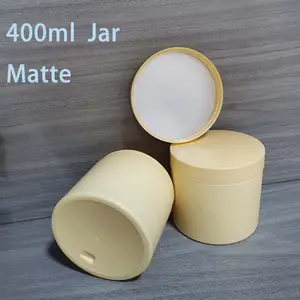Custom 400ml PET Wide Mouth Plastic Bottle With Matte Cap 89mm Yellow Matte Jar For Shampoo Conditioner Hair Mask For Skin Care