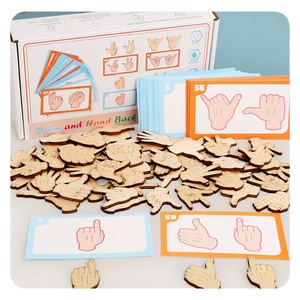<span class=keywords><strong>Juego</strong></span> de Tarjetas de Memoria con <span class=keywords><strong>Gestos</strong></span> de Mano de Madera, Juguete Educativo Sensorial de Reconocimiento de Palmas y Lenguaje de Señas para Niños Pequeños - Product Image 2