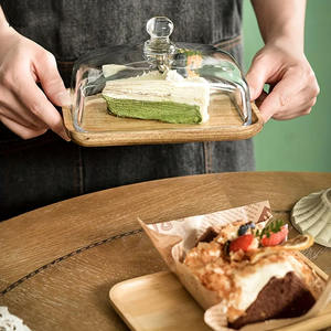Plat de service en céramique pour restaurant, style INS, pour fromage, pudding, snacks, avec couvercle anti-poussière, plateau à gâteau, dessert, cuisine - Vente en gros (1 pièce) - Product Image 3