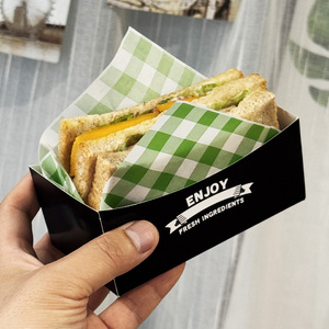 Porta pranzo Hamburger Sandwich Stick di patate dolci in ristorante bar nero vassoio di carta aperta - Product Image 1