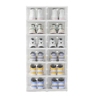 Clear fold Acrylic Shoe Boxes Drop Front Shoe Storage Box Acrylic custom transparent shoe box stackable