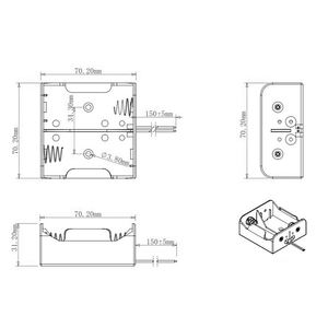 D-Type Pp Plastic + Metalen Batterijhouder Nr. 1 1.5V Zwarte 150Mm Draadbatterijaccessoires - Product Image 2