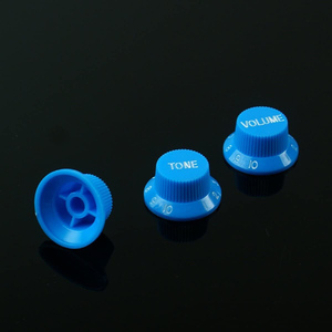 Kenop Kontrol Pedal AMP Efek 2 Nada dan 1 <span class=keywords><strong>Volume</strong></span> Plastik Biru Grosir, Kenop Gitar Top Hat untuk Gitar Elektrik dan Bass - Product Image 3