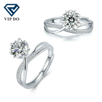 Bague ajustable en argent s925 pour femmes, ensemble de bijoux, pierre brillante, diamant momanite, anneau style flocon de neige, design à la mode, nouvelle collection 2020