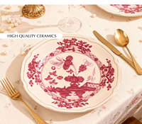 Offre Spéciale – Vaisselle de Luxe en Porcelaine Fine (Bone China) Rose Doré, Style Vintage à Motifs Floraux, avec Or Véritable, Idéale pour Mariages