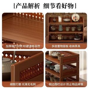 Desktop Shelf <b>3</b> Tier Small Wood Storage Rack For Tea Set And Purple Clay Teapot Display On Office Desk - Product Image 4