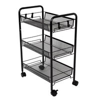 Petit chariot de rangement mobile à 4 roues en plastique, sur pied, multifonctionnel et durable, à 3 niveaux, pour salle de bain et salon