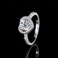 Bague pour femme en argent sterling S925, cœur creux romantique, 1 carat de moissanite, pour mariage ou demande en mariage