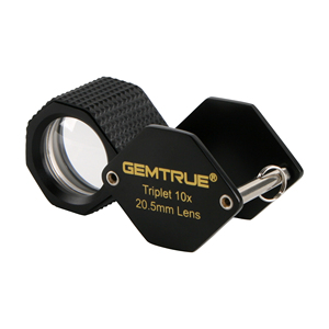GemTrue DK18002 Black 10x Diamond Loupe 20.5mm with <strong>Triplet</strong> <strong>Lens</strong> and Comfortable Rubber Grip for Precise Grading - Product Image 1